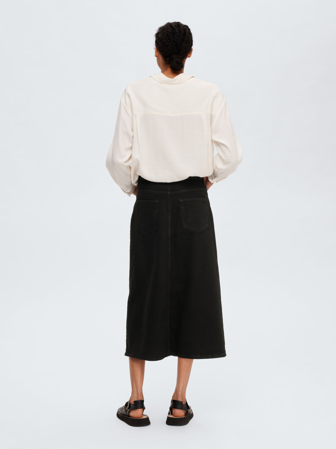 Krista Gerda Denim Skjørt - Sort/ Black Denim